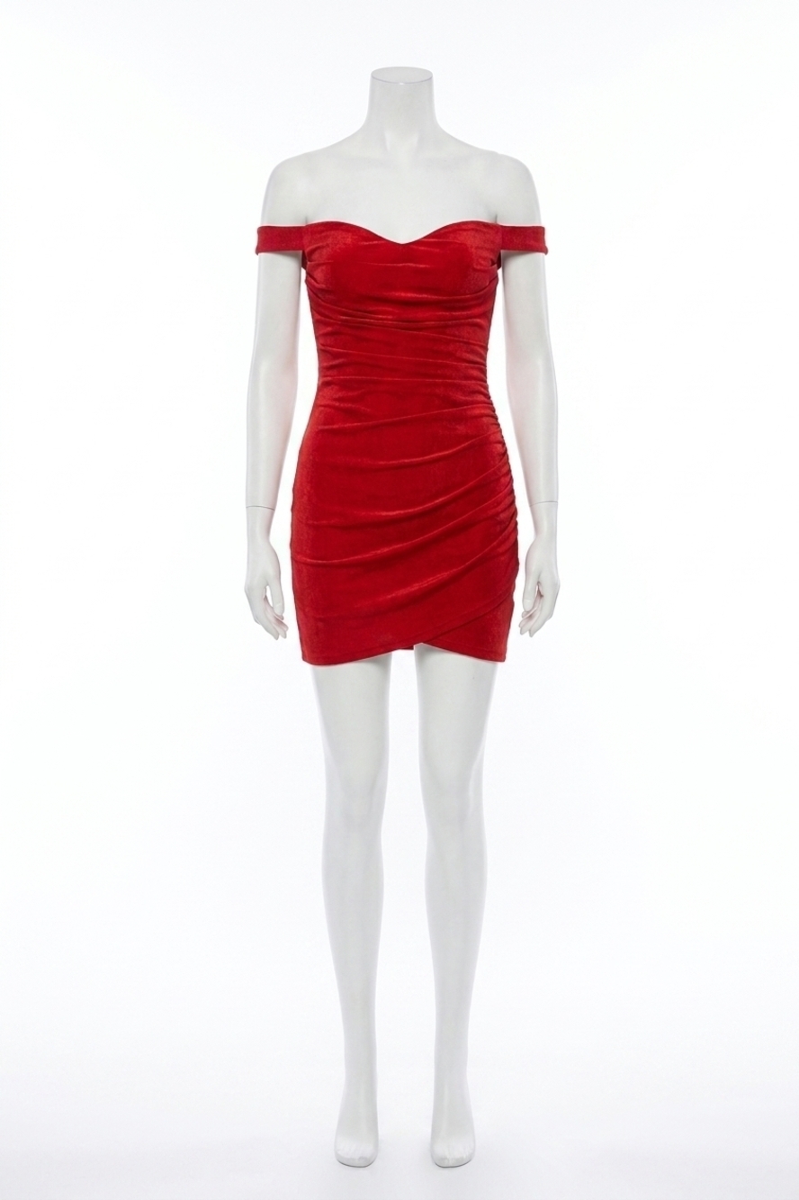 NEW JOVANI brielle homecoming off shoulder corset mini dress in red